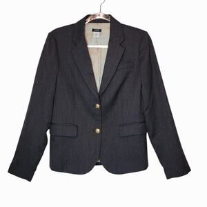 J. Crew Wool Blend Single Breasted Blazer Black Gray Size 8 Classic Workwear